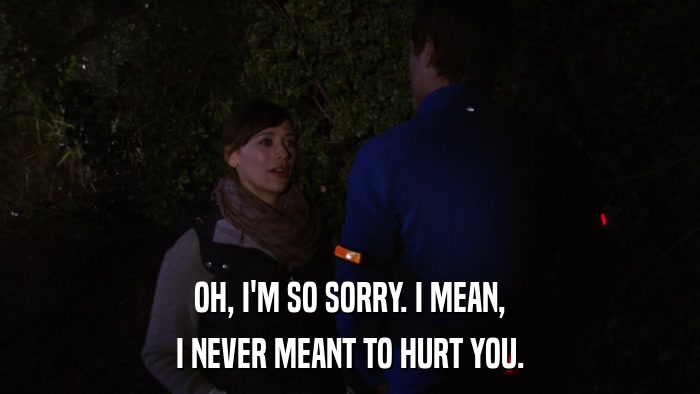 OH, I'M SO SORRY. I MEAN, I NEVER MEANT TO HURT YOU. 
