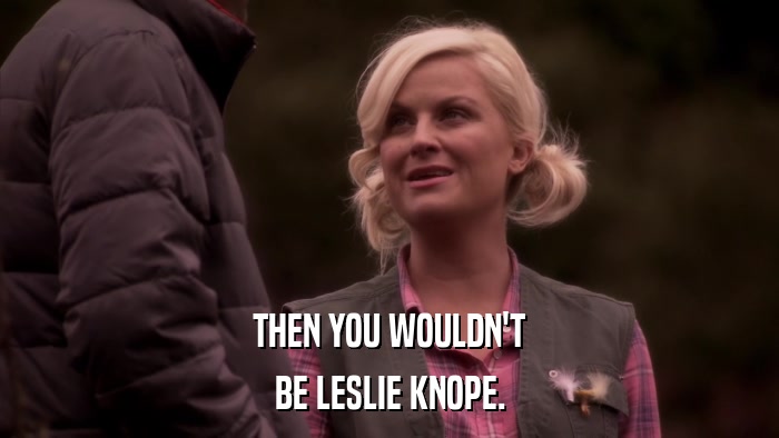THEN YOU WOULDN'T BE LESLIE KNOPE. 