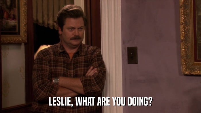LESLIE, WHAT ARE YOU DOING?  