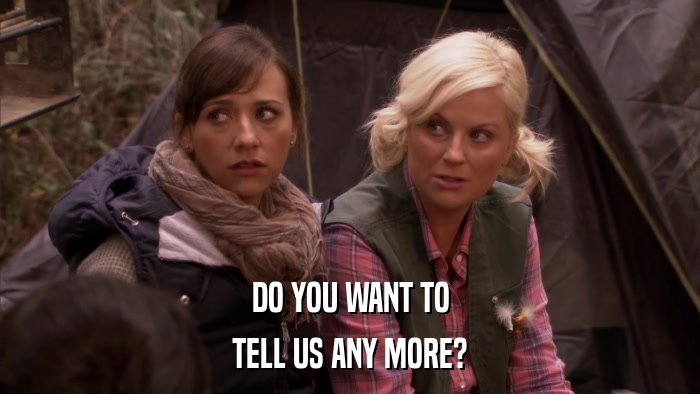 DO YOU WANT TO TELL US ANY MORE? 