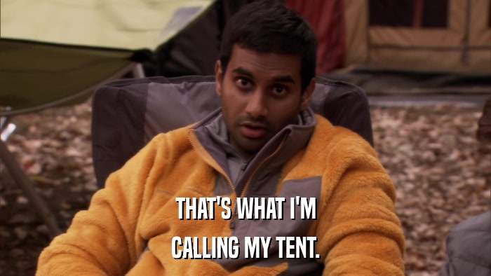 THAT'S WHAT I'M CALLING MY TENT. 