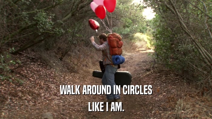 WALK AROUND IN CIRCLES LIKE I AM. 