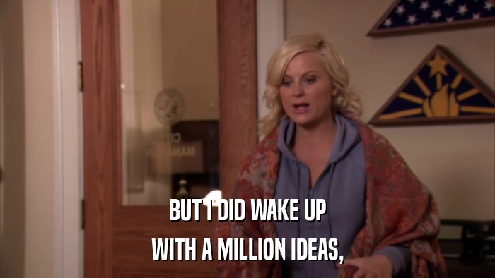 BUT I DID WAKE UP WITH A MILLION IDEAS, 