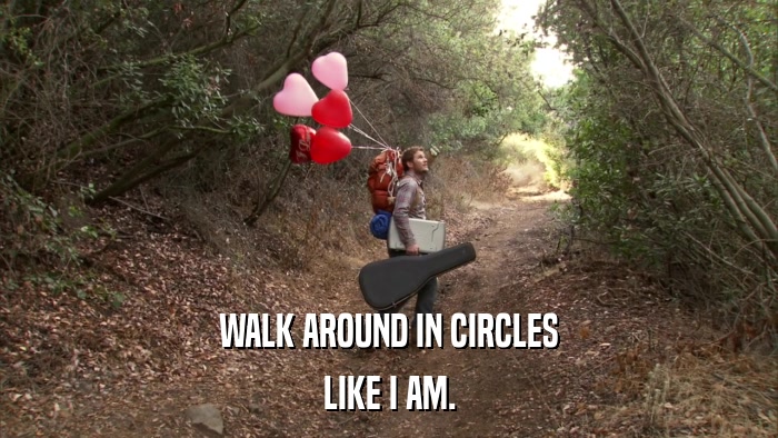 WALK AROUND IN CIRCLES LIKE I AM. 