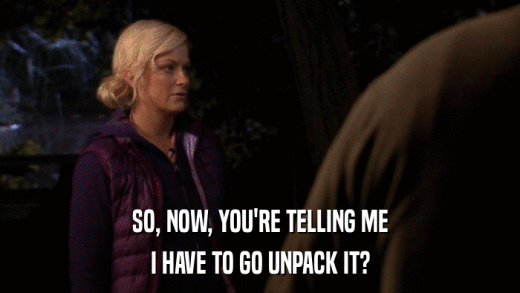 SO, NOW, YOU'RE TELLING ME I HAVE TO GO UNPACK IT? 