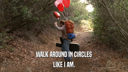 WALK AROUND IN CIRCLES LIKE I AM. 