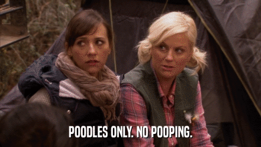 POODLES ONLY. NO POOPING.  