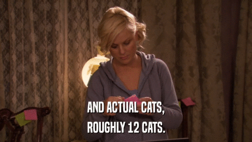 AND ACTUAL CATS, ROUGHLY 12 CATS. 