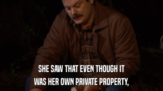 SHE SAW THAT EVEN THOUGH IT WAS HER OWN PRIVATE PROPERTY, 