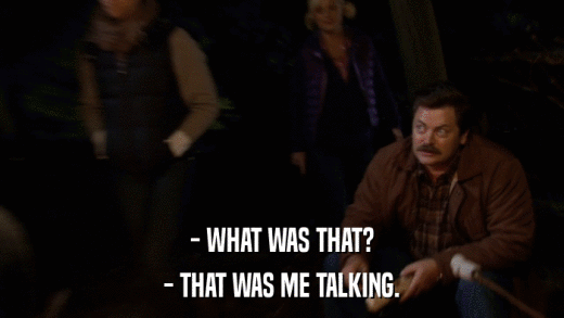 - WHAT WAS THAT? - THAT WAS ME TALKING. 