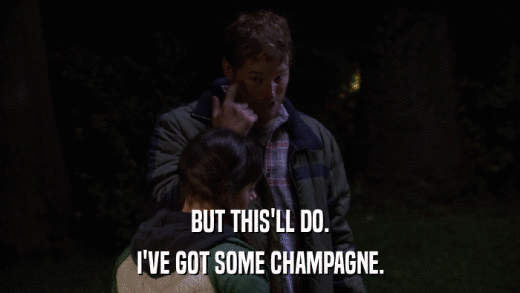 BUT THIS'LL DO. I'VE GOT SOME CHAMPAGNE. 