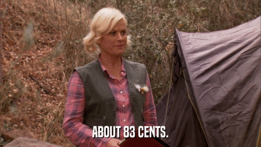 ABOUT 83 CENTS.  