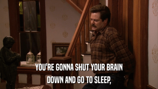 YOU'RE GONNA SHUT YOUR BRAIN DOWN AND GO TO SLEEP, 