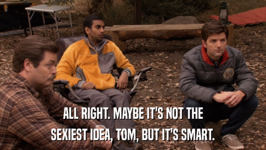 ALL RIGHT. MAYBE IT'S NOT THE SEXIEST IDEA, TOM, BUT IT'S SMART. 