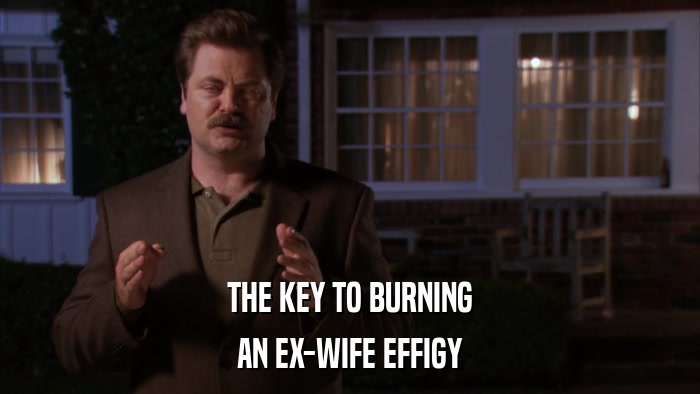 THE KEY TO BURNING AN EX-WIFE EFFIGY 