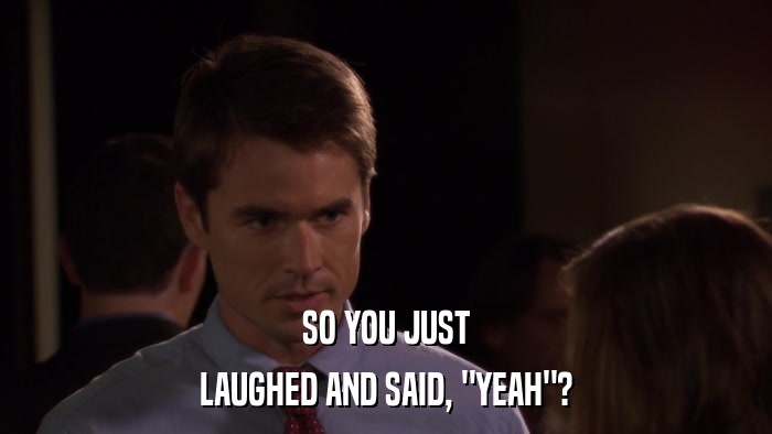 SO YOU JUST LAUGHED AND SAID, 