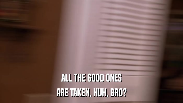 ALL THE GOOD ONES ARE TAKEN, HUH, BRO? 