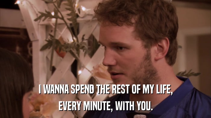 I WANNA SPEND THE REST OF MY LIFE, EVERY MINUTE, WITH YOU. 