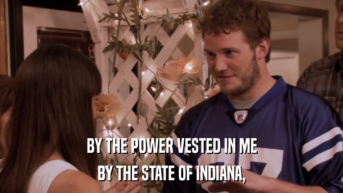 BY THE POWER VESTED IN ME BY THE STATE OF INDIANA, 