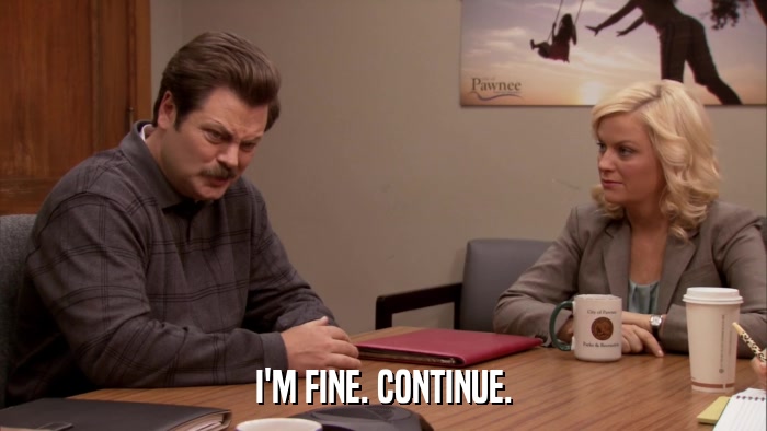 I'M FINE. CONTINUE.  