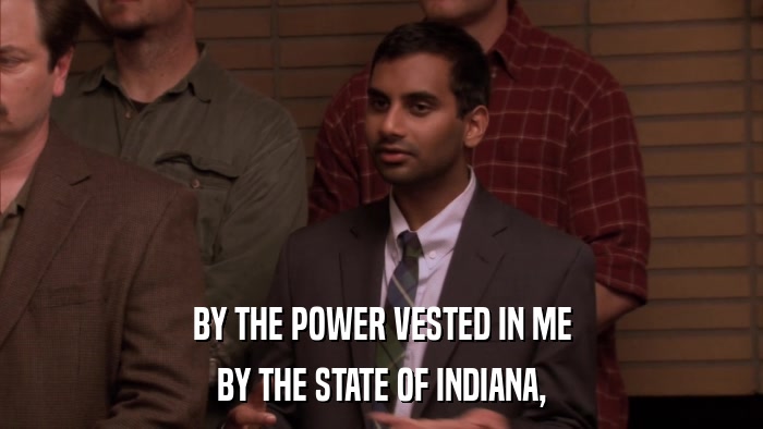 BY THE POWER VESTED IN ME BY THE STATE OF INDIANA, 