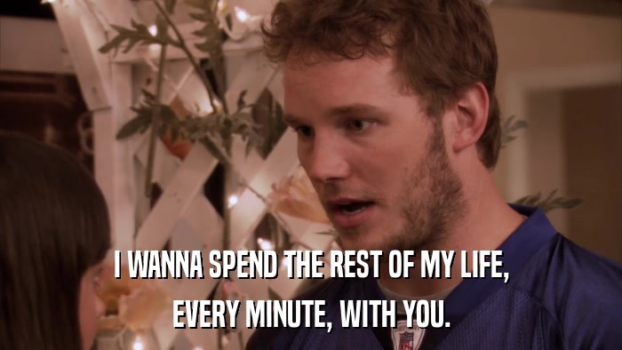 I WANNA SPEND THE REST OF MY LIFE, EVERY MINUTE, WITH YOU. 