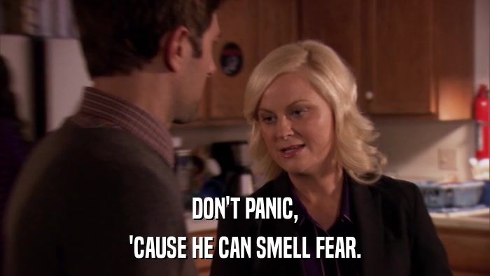 DON'T PANIC, 'CAUSE HE CAN SMELL FEAR. 