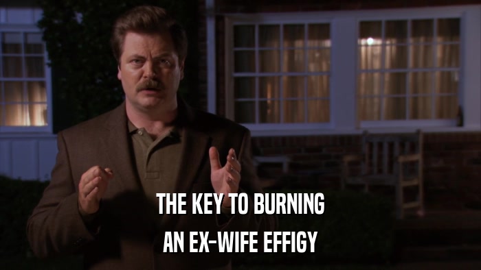 THE KEY TO BURNING AN EX-WIFE EFFIGY 