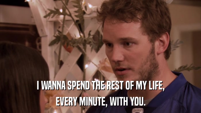I WANNA SPEND THE REST OF MY LIFE, EVERY MINUTE, WITH YOU. 