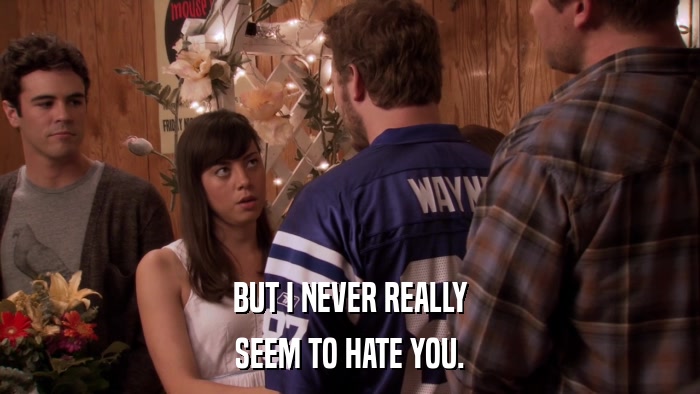 BUT I NEVER REALLY SEEM TO HATE YOU. 