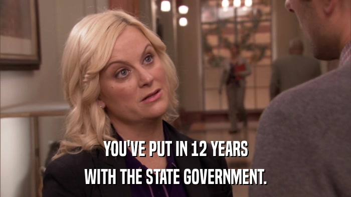 YOU'VE PUT IN 12 YEARS WITH THE STATE GOVERNMENT. 