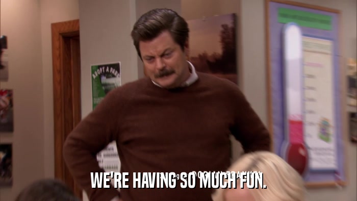 WE'RE HAVING SO MUCH FUN.  