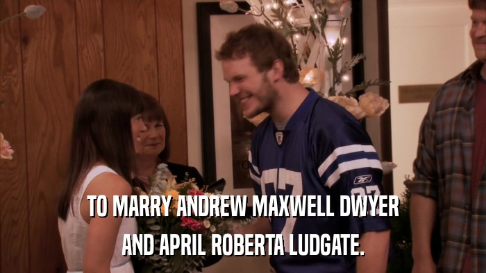 TO MARRY ANDREW MAXWELL DWYER AND APRIL ROBERTA LUDGATE. 