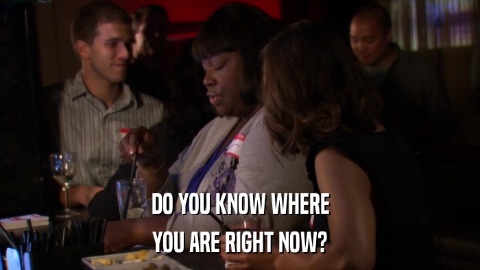 DO YOU KNOW WHERE YOU ARE RIGHT NOW? 