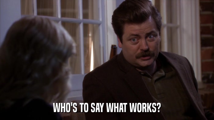 WHO'S TO SAY WHAT WORKS?  