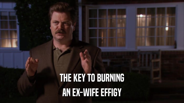 THE KEY TO BURNING AN EX-WIFE EFFIGY 