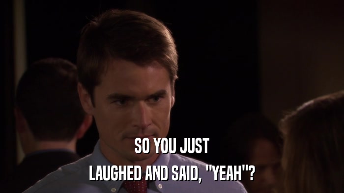 SO YOU JUST LAUGHED AND SAID, 