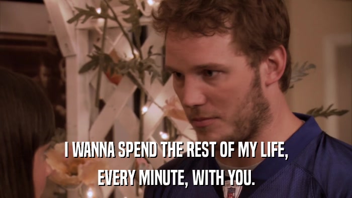 I WANNA SPEND THE REST OF MY LIFE, EVERY MINUTE, WITH YOU. 
