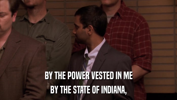 BY THE POWER VESTED IN ME BY THE STATE OF INDIANA, 