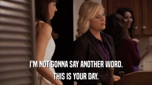I'M NOT GONNA SAY ANOTHER WORD. THIS IS YOUR DAY. 