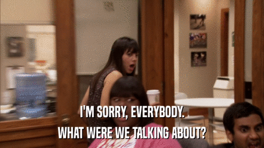 I'M SORRY, EVERYBODY. WHAT WERE WE TALKING ABOUT? 