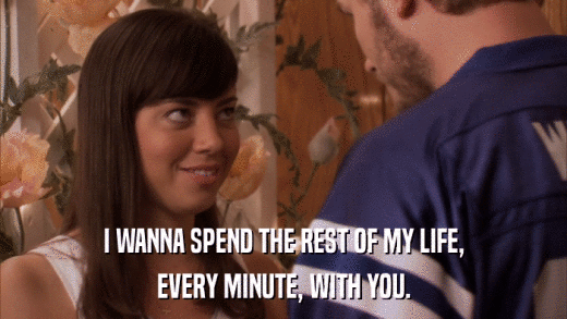 I WANNA SPEND THE REST OF MY LIFE, EVERY MINUTE, WITH YOU. 