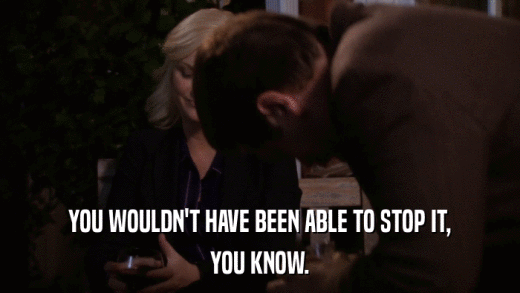 YOU WOULDN'T HAVE BEEN ABLE TO STOP IT, YOU KNOW. 