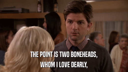 THE POINT IS TWO BONEHEADS, WHOM I LOVE DEARLY, 