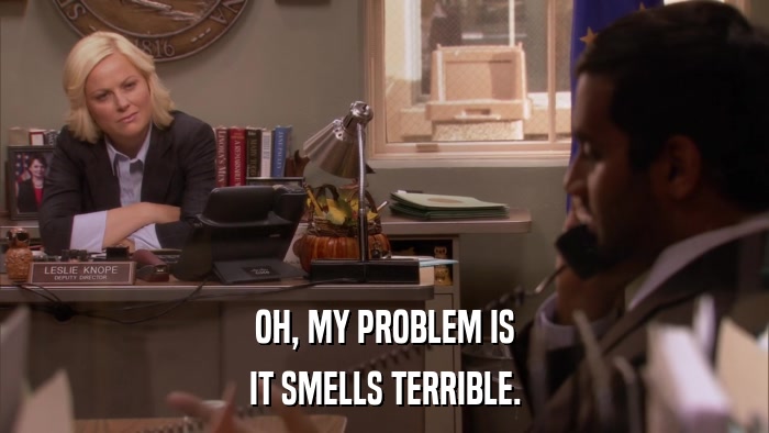 OH, MY PROBLEM IS IT SMELLS TERRIBLE. 