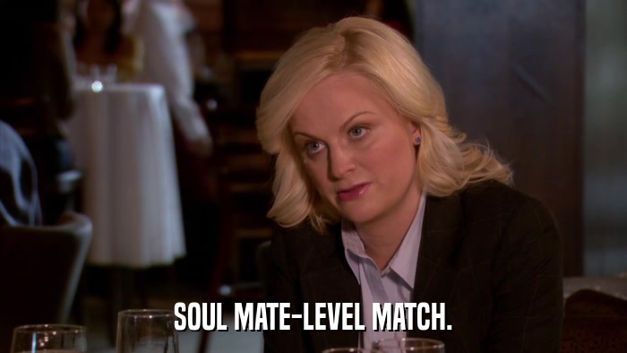 SOUL MATE-LEVEL MATCH.  