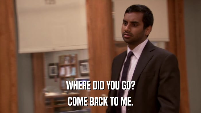 WHERE DID YOU GO? COME BACK TO ME. 