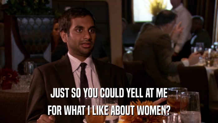 JUST SO YOU COULD YELL AT ME FOR WHAT I LIKE ABOUT WOMEN? 