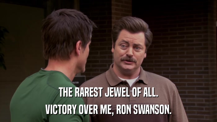 THE RAREST JEWEL OF ALL. VICTORY OVER ME, RON SWANSON. 
