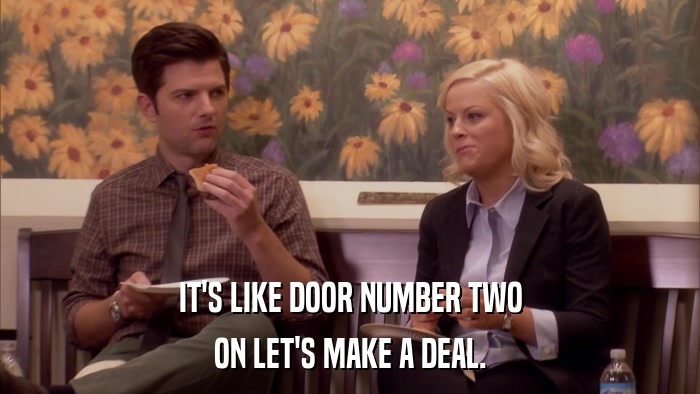 IT'S LIKE DOOR NUMBER TWO ON LET'S MAKE A DEAL. 